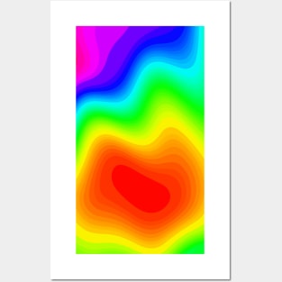 Super Neon Rainbow Tie-Dye Portal Wave Abstract Pattern Posters and Art